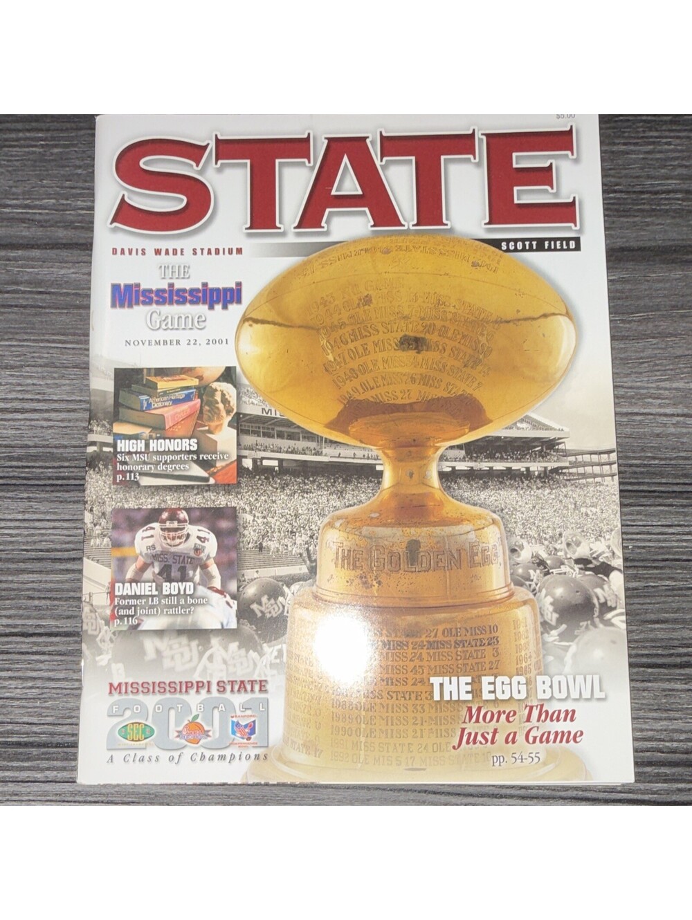 Mississippi State Football 2001 Vintage Program w/ Daniel Boyd P4